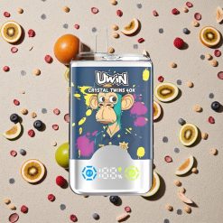 UWIN Crystal Twins 40000 Puffs Saldskābā Ķirša un Aveņu Dispozitīvais Veips ar 32ml e-šķidruma ietilpību un 850mAh bateriju