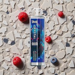 Uwin Crystal 10000 Puffs Vienreizējās lietošanas vape Zilene Aveņu/Melleņu ar RGB gaismu un 18ml e-šķidruma