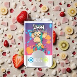 Uwin Crystal Twins 40000 Iekšpuses Zemūdenes Straumeļa 32ml & Uzlādējams Type-C Zemeņu Kiwi Vīnogu Ledus