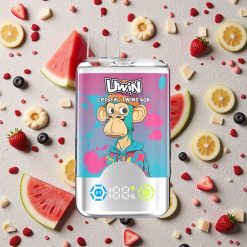 Uwin Crystal Twins 40000 Puffs Vienreizējās lietošanas vape Arbūzu Ledus/Jauktas Ogles ar 32ml e-glicerīna ietilpību un Type-C uzlādi