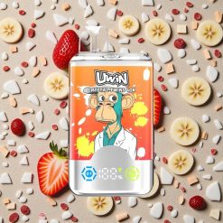 Uwin Crystal Twins 40000 Puffs Vienreizējās lietošanas vape Zemenu Banānu Mīlestība 66 ar 32ml e-šķidruma ietilpību un 850mAh akumulatoru