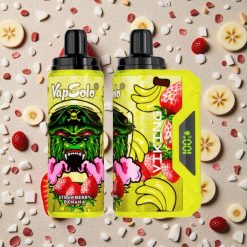 VapSolo VIKING 12000 Puffs Izmetamā Veipa Zemeņu Banānu ar 22ml e-šķidruma & Type-C uzlādi